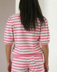 Stripe Puff Sleeve T-Shirt & Drawstring Shorts Set
