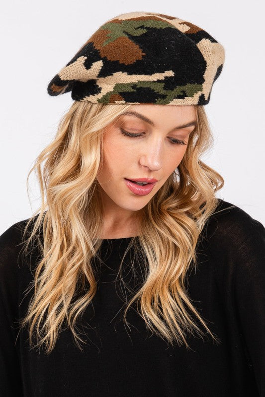 Camouflage Print Tam Beret