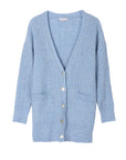 Lilou Wool Blended Cable Knit Cardigan in Light Blue