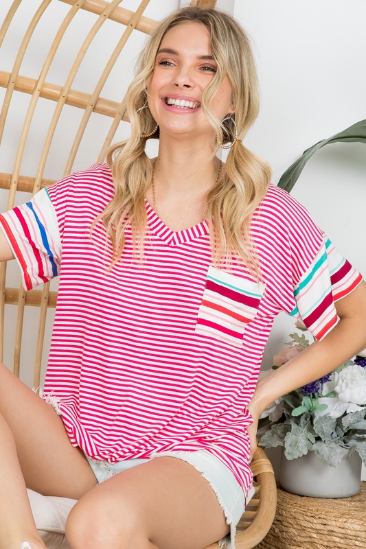 e Luna PLUS Multi Striped Boxy Top