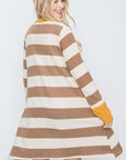 Jade By Jane Open Front Striped Draped Cardigan