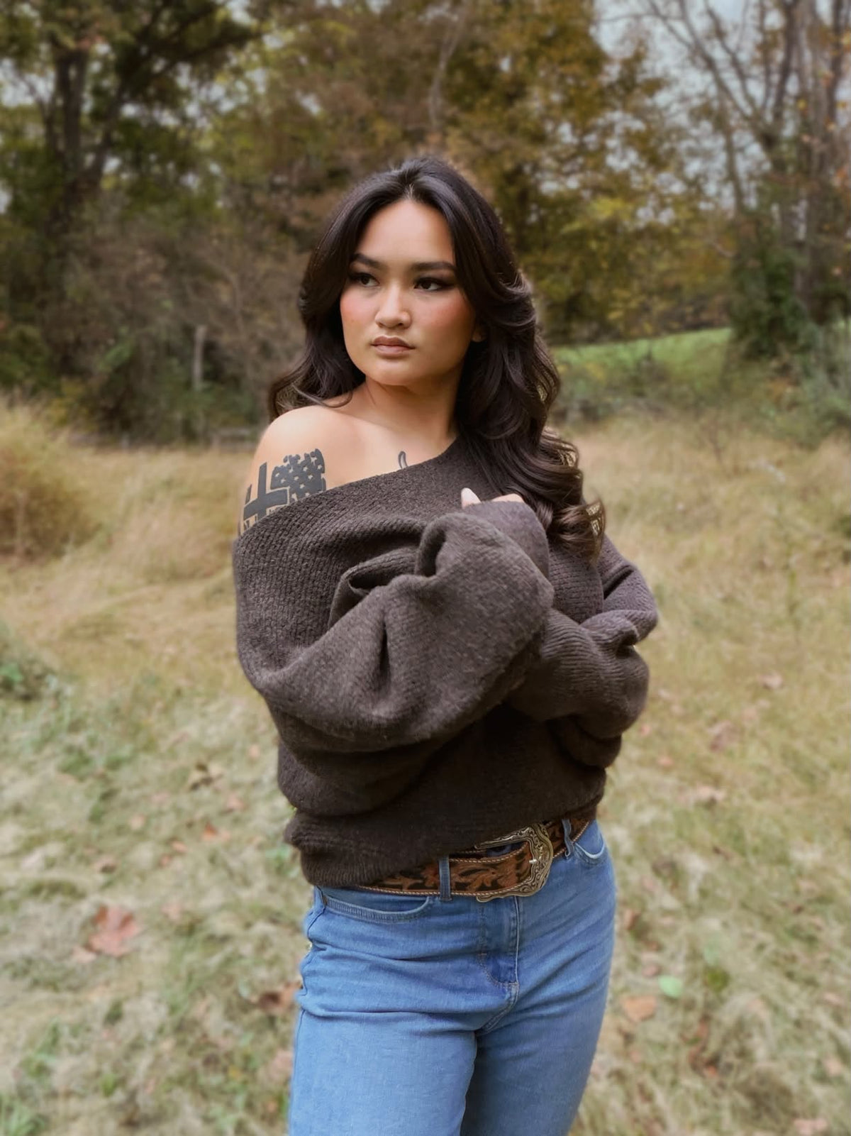 Emory Park Inez Off-Shoulder Ribbed Sweater