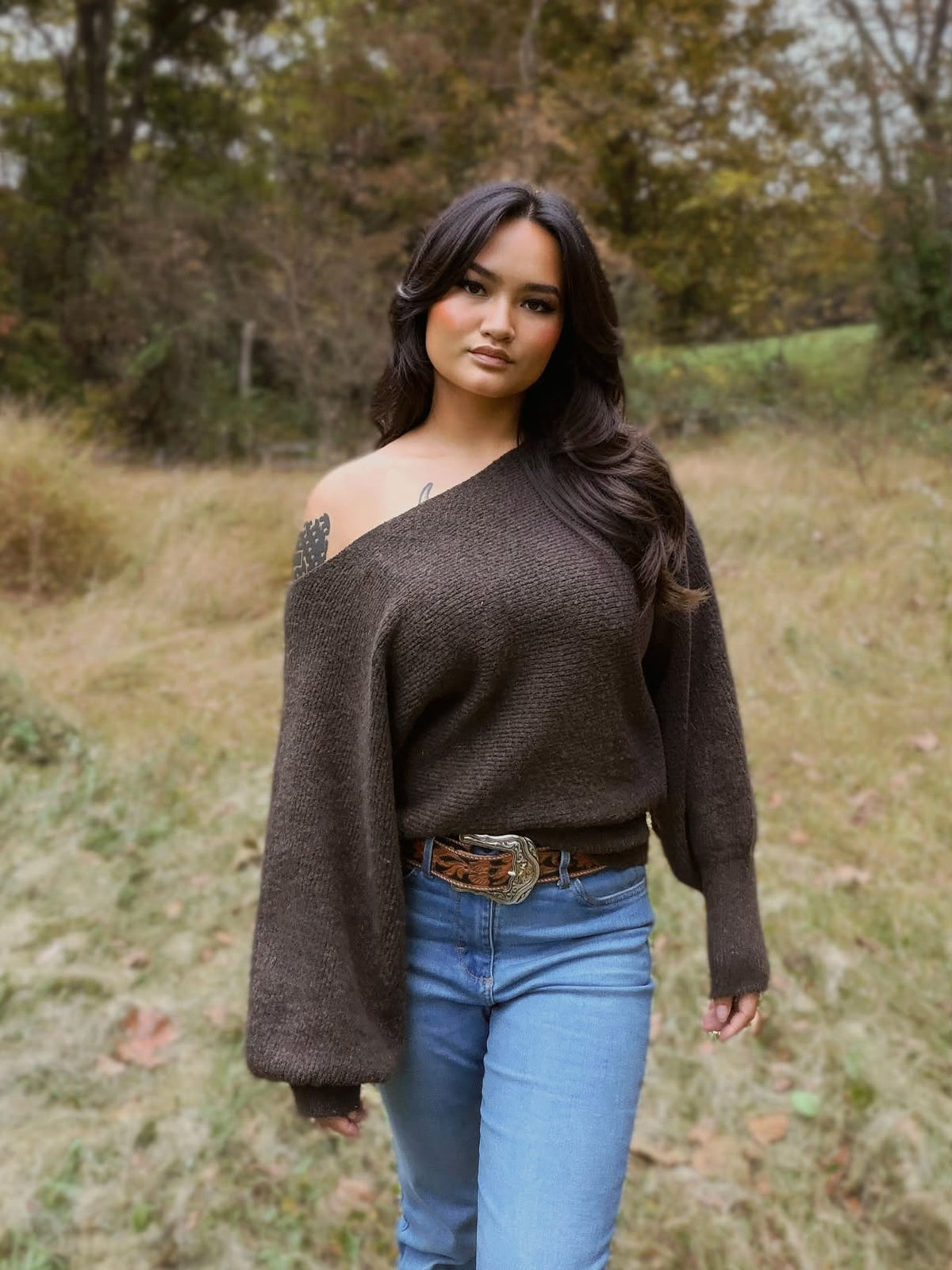 Emory Park Inez Off-Shoulder Ribbed Sweater