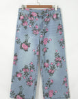 Plus Size Floral Ankle Length Loose Jeans