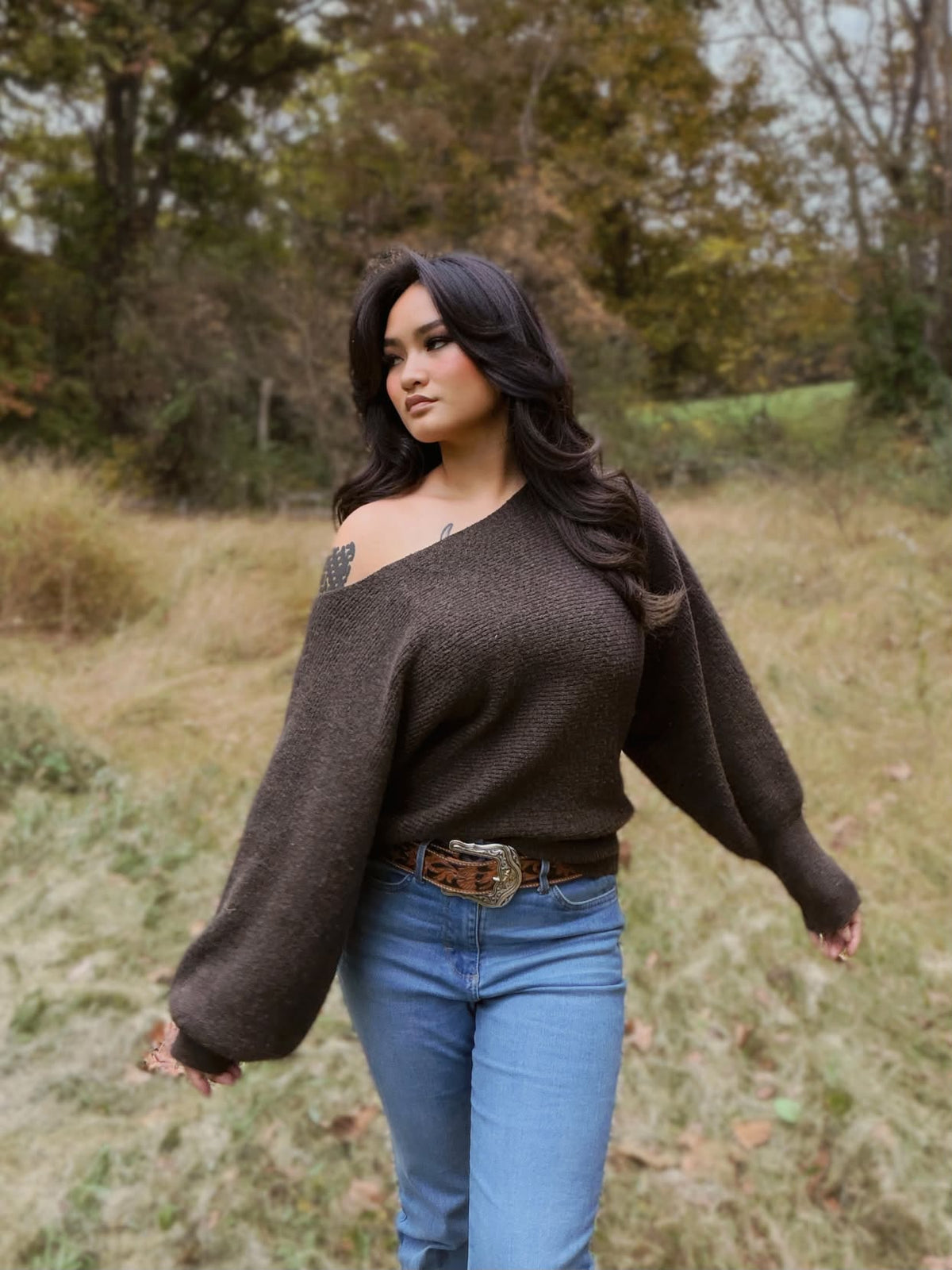 Emory Park Inez Off-Shoulder Ribbed Sweater