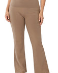 Zenana Plus Premium Cotton Fold Over Yoga Flare Pant - Online Only