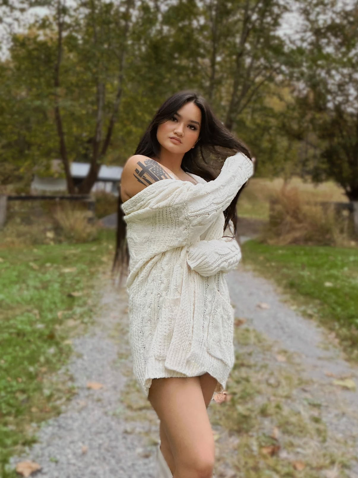 Cable Knit Open Front Cardigan