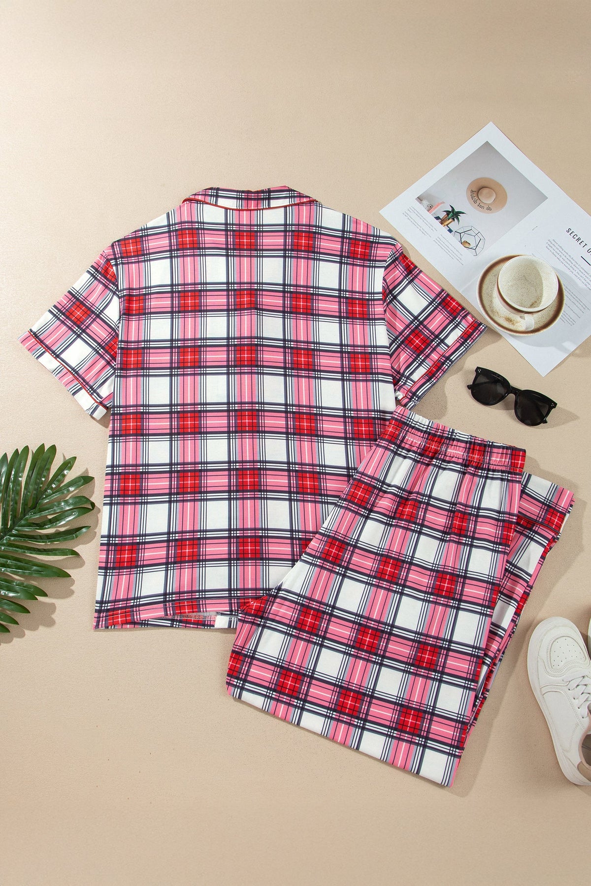 Cozy Christmas Plaid Pajama Set — Red | 1X–4X