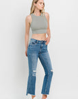 Vervet by Flying Monkey Full Size Mid Rise Distressed Cropped Flare Jeans