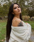 Cable Knit Open Front Cardigan