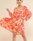 And The Why Full Size Printed Tie Back Long Sleeve Dress