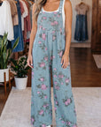 Floral Pleated High Waist Wide Leg Jumpsuit