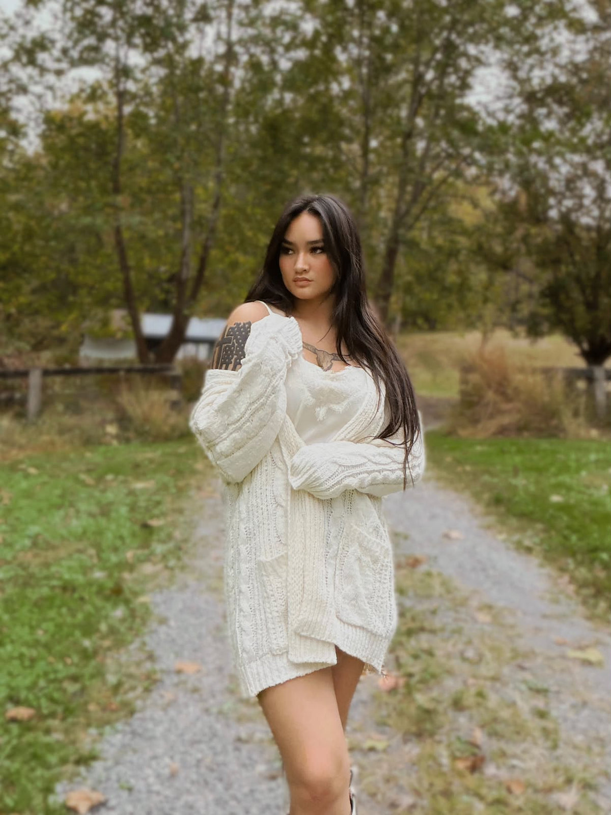 Cable Knit Open Front Cardigan