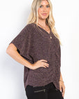 Be Stage Full Size Lurex Center Elastic Cinched Knit Top