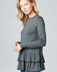 e Luna Ruffle Bottom Long Sleeve Tunic