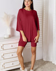 Basic Bae Full Size Soft Rayon Three-Quarter Sleeve Top and Shorts Set