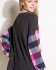 e Luna Plus Multi Plaid Mixed Top