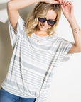 e Luna Striped Front Tie Top