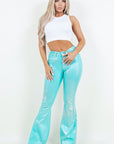 GJG Denim Metallic Bell Bottom Jean in Turquoise - Inseam 32