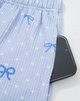 Polka Dot Bow Corded Knit Top and Shorts Set