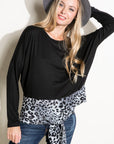 e Luna Plus Solid Cheetah Mixed Casual Top