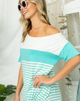 e Luna PLUS Stripe Mix One Shoulder Top