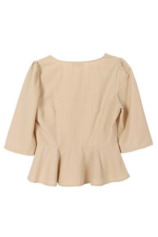 Lilou 3/4 Sleeve Front Button Blouse