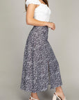 Floral Midi Skirt with Slit - Online Only