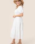 Lilou Tiered Long Dress with Puff Sleeves