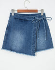 Denim Wrapped Tie Waist Skort
