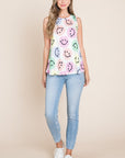 BOMBOM Smiley Face Round Neck Tank