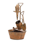 Rustic Metal Fountain with Duck and Watering Can 33"H