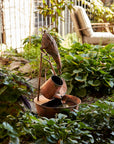 Rustic Metal Fountain with Duck and Watering Can 33"H