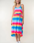 White Birch Full Size Ombre Striped Midi Cami Dress