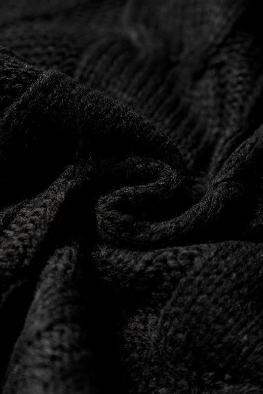 Colorblock Bow Cable Knit Short Sleeve Sweater