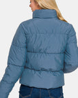 Zenana Zip Up Turtleneck Puffer Jacket with Pockets