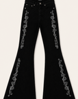 GJG Denim Midnight Rodeo Rhinestone Flare Jeans — Black