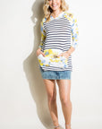 e Luna Striped Floral Mix Sweatshirt