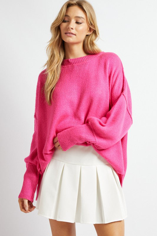 Davi &amp; Dani Plus Solid Boat Neck Sweater - Online Only