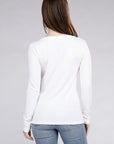 Zenana Cotton V-Neck Long Sleeve T-Shirt