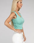 Zenana Ribbed Scoop Neck Cropped Sleeveless Top