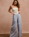 BiBi Striped Wide Leg Pants with Pockets