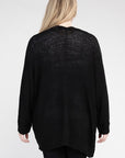 Eesome Plus Size Ribbed Knit Open Front Cardigan