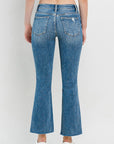 Vervet by Flying Monkey Full Size Mid Rise Distressed Cropped Flare Jeans