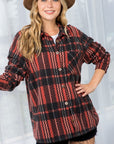 e Luna Fuzzy Plaid Button Down Shacket