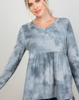 e Luna Cloud Tie Dye Casual Babydoll Top