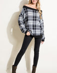 e Luna PLUS Plaid Off Shoulder Top