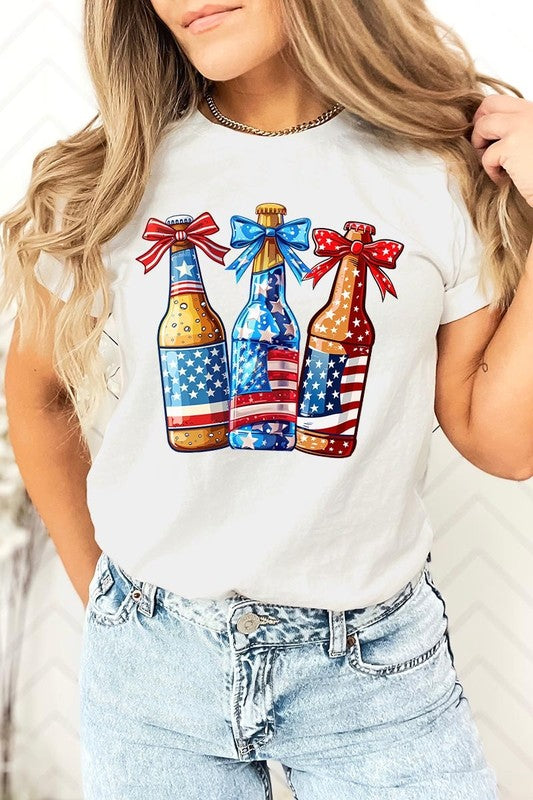Patriotic Beer Bottles Graphic Plus Tee