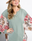 e Luna Floral Terry Mixed Boxy Top