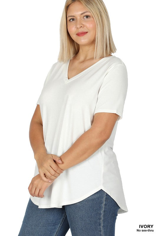 Zenana Plus Short Sleeve V-Neck Tee